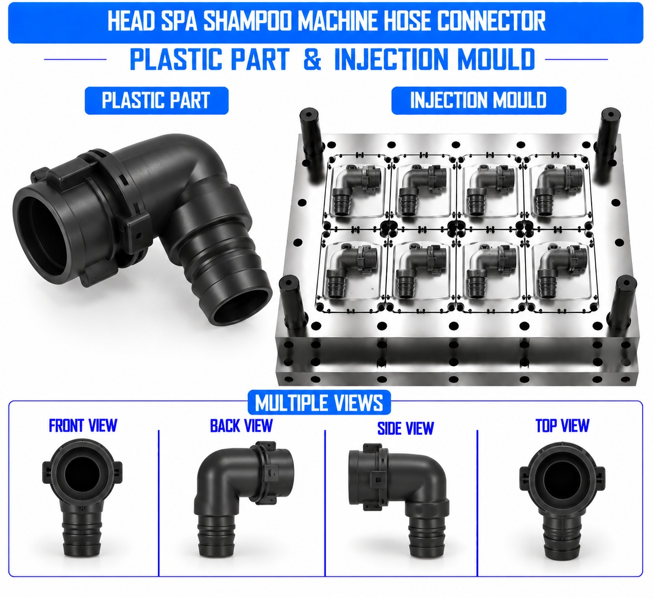 Head Spa Shampoo Machine Plastic Hose Connector Mould and Moulding Services
